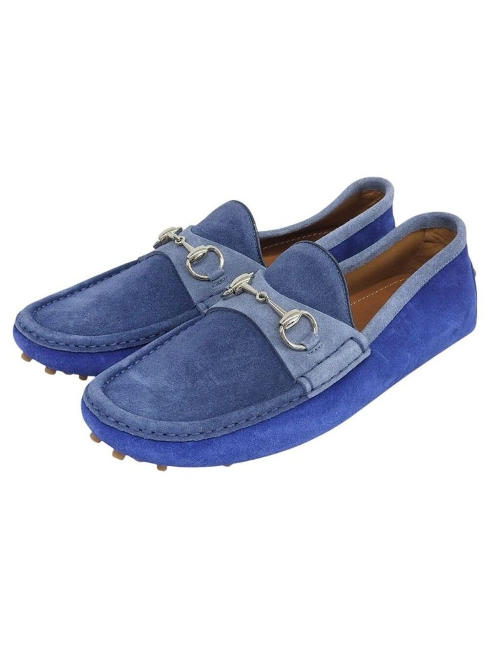Gucci Horsebit Driving Shoes Suede Blue 8.5